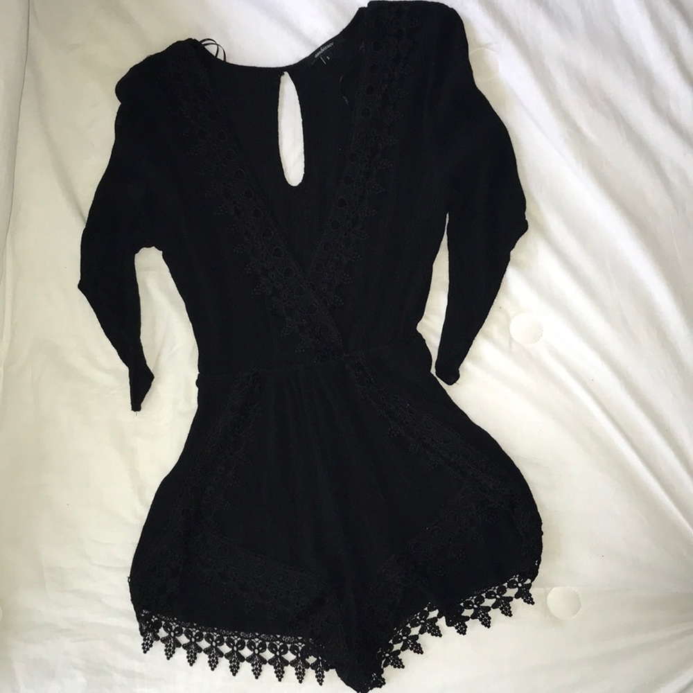black lowcut romper